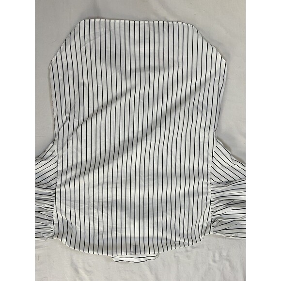 Ralph Lauren Black Label Striped Tunic Collarless Blouse Puffy Sleeves | Size 10 - Picture 10 of 15
